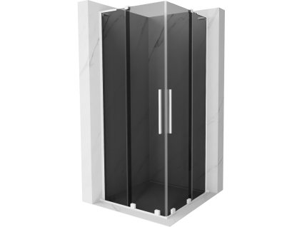 Mexen Velar L Duo posuvný sprchový kút 90 x 90 cm, grafitová farba, biela - 871-090-090-02-43-20