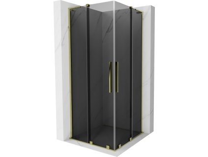 Posuvný sprchový kút Mexen Velar L Duo 80 x 80 cm, grafitová farba, zlatá - 871-080-080-02-43-50