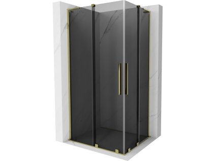Posuvný sprchový kút Mexen Velar L Duo 100 x 90 cm, grafit, zlatá - 871-100-090-02-43-50