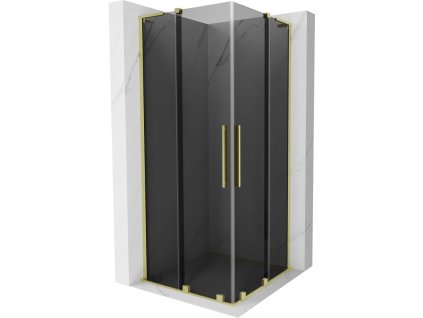 Mexen Velar L Duo posuvný sprchový kút 80 x 80 cm, grafit, zlatý kartáč - 871-080-080-02-43-55