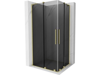 Mexen Velar L Duo posuvný sprchový kút 100 x 90 cm, grafit, zlatý kartáč - 871-100-090-02-43-55