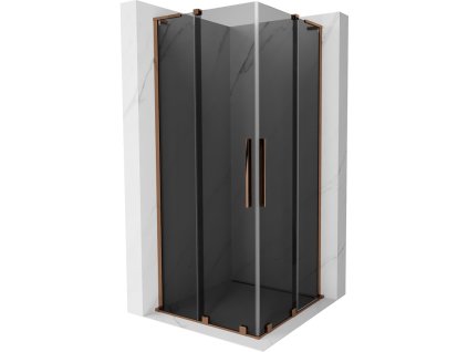 Mexen Velar L Duo posuvný sprchový kút 90 x 90 cm, grafit, ružové zlato - 871-090-090-02-43-60