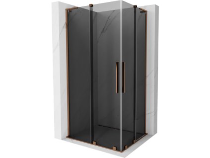 Mexen Velar L Duo posuvný sprchový kút 100 x 90 cm, grafit, ružové zlato - 871-100-090-02-43-60