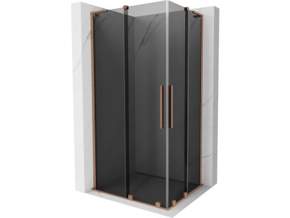 Mexen Velar L Duo posuvný sprchový kút 100 x 90 cm, grafit, brúsená meď - 871-100-090-02-43-65