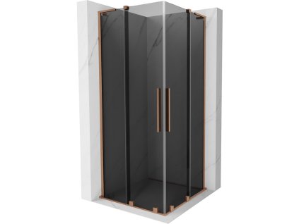 Mexen Velar L Duo posuvný sprchový kút 100 x 100 cm, grafit, brúsená meď - 871-100-100-02-43-65