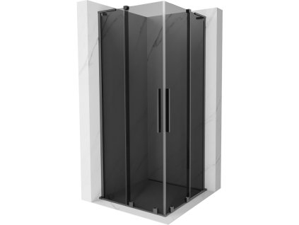 Posuvný sprchový kút Mexen Velar L Duo 80 x 80 cm, grafit, pištoľový kov - 871-080-080-02-43-95