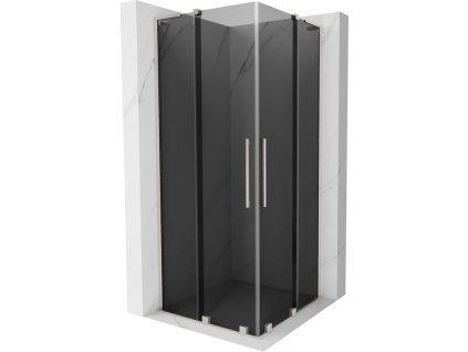 Mexen Velar L Duo posuvný sprchový kút 80 x 80 cm, grafit, brúsený nikel - 871-080-080-02-43-97