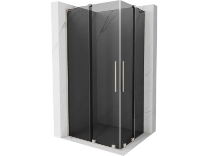 Posuvný sprchový kút Mexen Velar L Duo 90 x 80 cm, grafit, brúsený nikel - 871-090-080-02-43-97