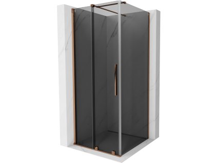 Posuvný sprchový kút Mexen Velar 90 x 90 cm, grafit, ružové zlato - 871-090-090-41-60