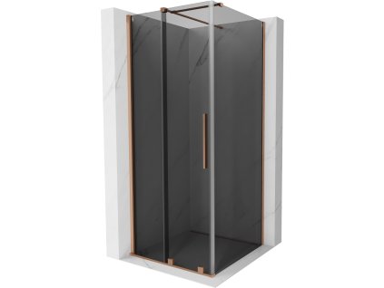 Posuvný sprchový kút Mexen Velar 100 x 100 cm, grafit, brúsená meď - 871-100-100-41-65