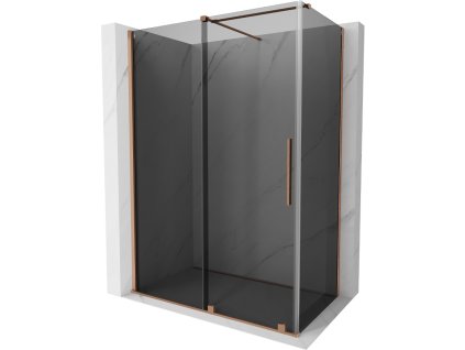 Posuvný sprchový kút Mexen Velar 140 x 85 cm, grafit, brúsená meď - 871-140-085-41-65