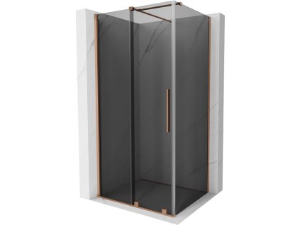 Posuvný sprchový kút Mexen Velar 150 x 100 cm, grafit, brúsená meď - 871-150-100-41-65