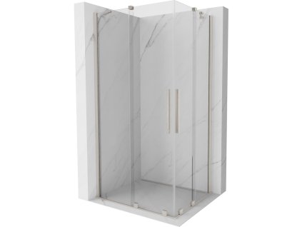 Posuvný sprchový kút Mexen Velar Duo 90 x 80 cm, transparentný, brúsený nikel - 871-090-080-02-97