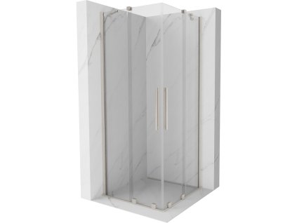 Posuvný sprchový kút Mexen Velar Duo 100 x 100 cm, transparentný, brúsený nikel - 871-100-100-02-97