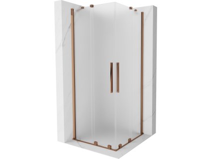 Posuvný sprchový kút Mexen Velar Duo 80 x 80 cm, matný, ružové zlato - 871-080-080-32-60