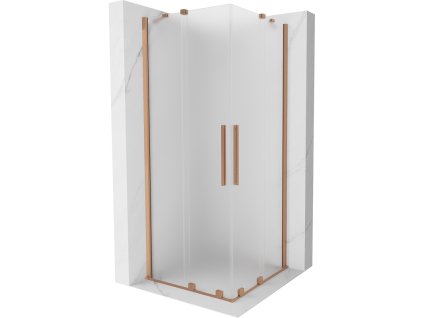 Posuvný sprchový kút Mexen Velar Duo 80 x 80 cm, matný, brúsená meď - 871-080-080-32-65