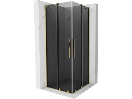 Posuvný sprchový kút Mexen Velar Duo 80 x 80 cm, grafit, zlatá - 871-080-080-42-50