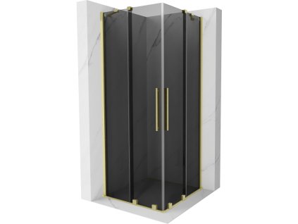Posuvný sprchový kút Mexen Velar Duo 80 x 80 cm, grafit, zlatý kartáč - 871-080-080-42-55