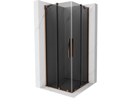 Posuvný sprchový kút Mexen Velar Duo 90 x 90 cm, grafit, ružové zlato - 871-090-090-42-60
