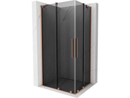 Posuvný sprchový kút Mexen Velar Duo 90 x 80 cm, grafit, brúsená meď - 871-090-080-42-65