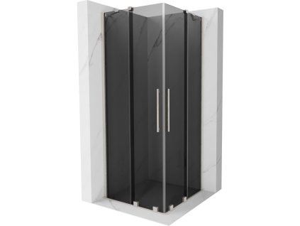 Posuvný sprchový kút Mexen Velar Duo 80 x 80 cm, grafit, brúsený nikel - 871-080-080-42-97