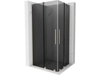 Posuvný sprchový kút Mexen Velar Duo 90 x 80 cm, grafit, brúsený nikel - 871-090-080-42-97