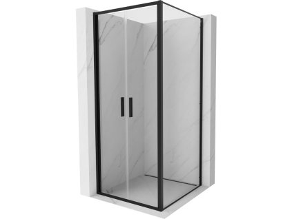 Mexen Exo výklopný sprchový kút 100 x 100 cm, priehľadný, čierny - 814-100-100-70-00