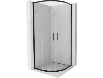 Polkruhový posuvný sprchový kút Mexen Exo 90 x 90 cm, transparentný, čierny - 8132-090-090-70-00