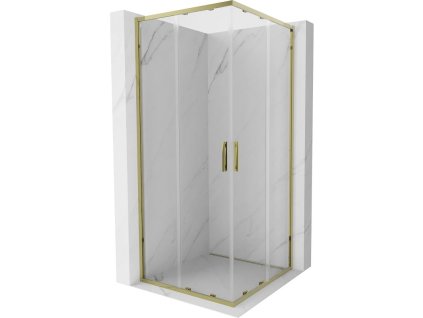 Mexen Exo posuvný štvorcový sprchový kút 80 x 80 cm, transparentný, zlatý - 8111-080-080-50-00