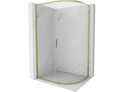 Polkruhový posuvný sprchový kút Mexen Exo 100 x 80 cm, transparentný, zlatý - 8131-100-080-50-00