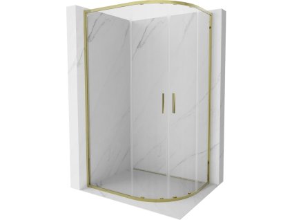 Polkruhový posuvný sprchový kút Mexen Exo 100 x 80 cm, transparentný, zlatý - 8132-100-080-50-00