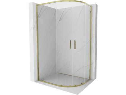 Polkruhový posuvný sprchový kút Mexen Exo 120 x 90 cm, transparentný, zlatý - 8132-120-090-50-00