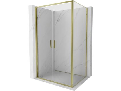 Mexen Exo výklopný sprchový kút 90 x 75 cm, transparentný, zlatý - 814-090-075-50-00