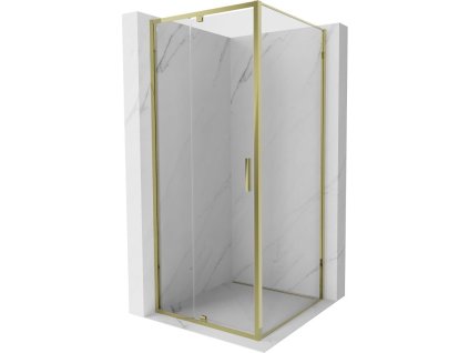 Mexen Exo výklopný sprchový kút 100 x 100 cm, transparentný, zlatý - 819-100-100-50-00