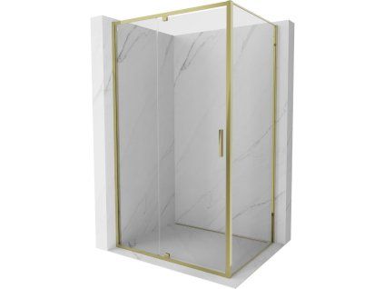 Mexen Exo sklápací sprchový kút 140 x 100 cm, transparentný, zlatý - 819-140-100-50-00
