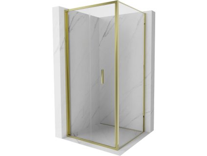 Mexen Exo skladací sprchový kút 75 x 75 cm, priehľadný, zlatý - 816-075-075-50-00