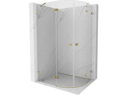 Polkruhový sprchový kút Mexen Lunar naklápací doľava 100 x 80 cm, transparentný, zlatý - 833-100L-080P-50-00