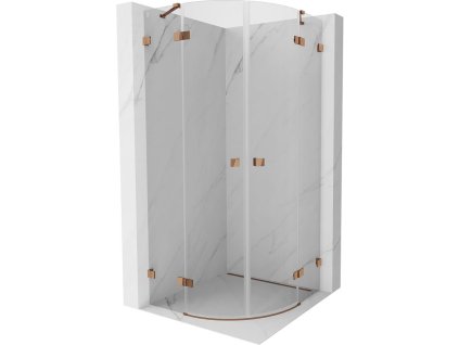Mexen Lunar polkruhový výklopný sprchový kút 90 x 90 cm, transparentný, ružové zlato - 833-090L-090P-60-00