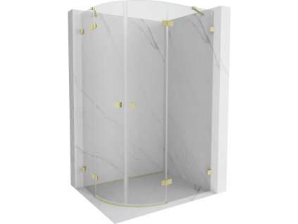 Polkruhový sprchový kút Mexen Lunar s pravým náklonom 80 x 70 cm, transparentný, brúsené zlato - 833-080P-070L-55-00