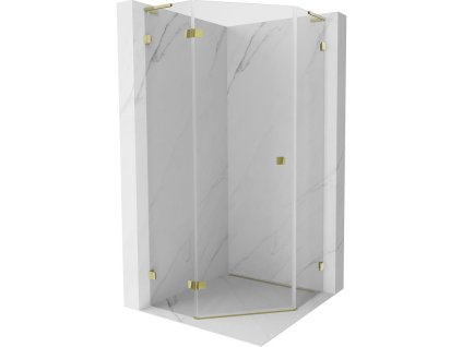 Päťuholníkový sprchový kút Mexen Lunar L, naklápací doľava, 80 x 80 cm, transparentný, zlatý - 831L-080L-080P-50-00-L