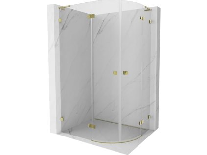 Mexen Lunar L polkruhový sprchový kút naklápací doľava 90 x 70 cm, transparentný, zlatý - 833L-090L-070P-50-00