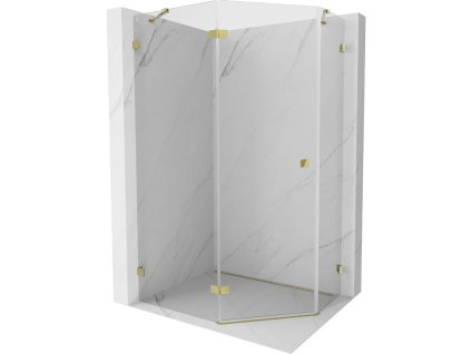 Mexen Lunar päťuholníkový sprchový kút naklápací doľava 100 x 80 cm, transparentný, zlatý - 831-100L-080P-50-00-L