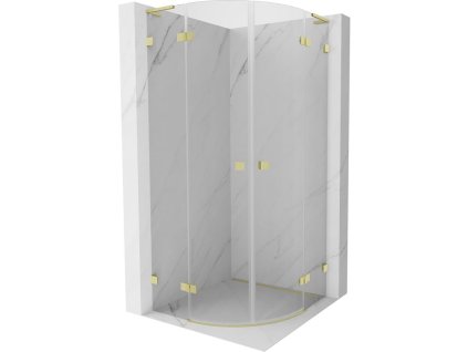 Mexen Lunar L polkruhový výklopný sprchový kút 90 x 90 cm, transparentný, brúsené zlato - 833L-090L-090P-55-00