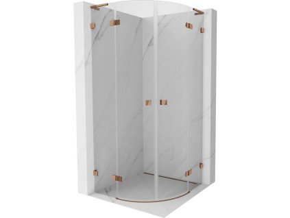 Mexen Lunar L polkruhový výklopný sprchový kút 70 x 70 cm, transparentný, ružové zlato - 833L-070L-070P-60-00