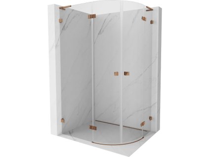 Mexen Lunar L polkruhový sprchový kút naklápací doľava 90 x 80 cm, transparentný, ružové zlato - 833L-090L-080P-60-00