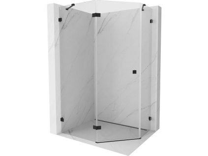 Mexen Lunar päťuholníkový sprchový kút naklápací doľava 100 x 80 cm, transparentný, čierny - 831-100L-080P-70-00-L