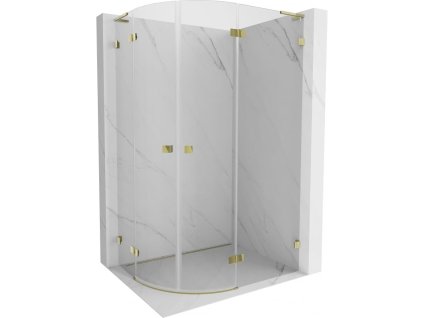 Mexen Lunar L pravý polkruhový sprchový kút 100 x 80 cm, transparentný, brúsené zlato - 833L-100P-080L-55-00