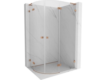 Mexen Lunar L pravý polkruhový sprchový kút 100 x 80 cm, transparentný, brúsená meď - 833L-100P-080L-65-00