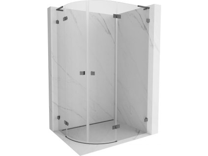 Mexen Lunar L pravý polkruhový sprchový kút 100 x 90 cm, priehľadný, pištoľovo šedý kartáčovaný - 833L-100P-090L-66-00