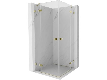 Mexen Lunar Duo sklápací sprchový kút 70 x 70 cm, transparentný, zlatý - 834-070L-070P-50-00
